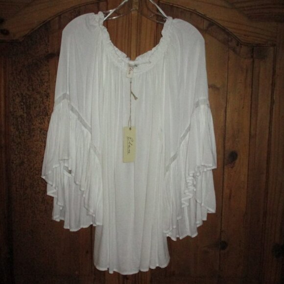 ELAN WhitWide Sleeve Pullover Blouse OS NWT - Picture 1 of 10